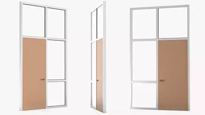 Modern Door with Glass Frame 3D model 4