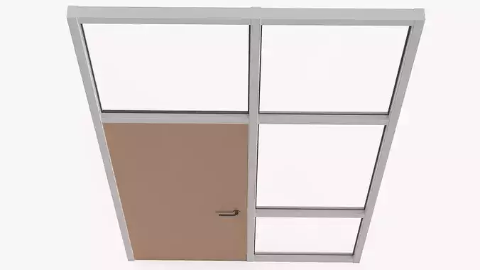 Modern Door with Glass Frame 3D model 5