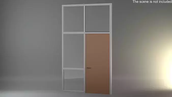 Modern Door with Glass Frame 3D model 3