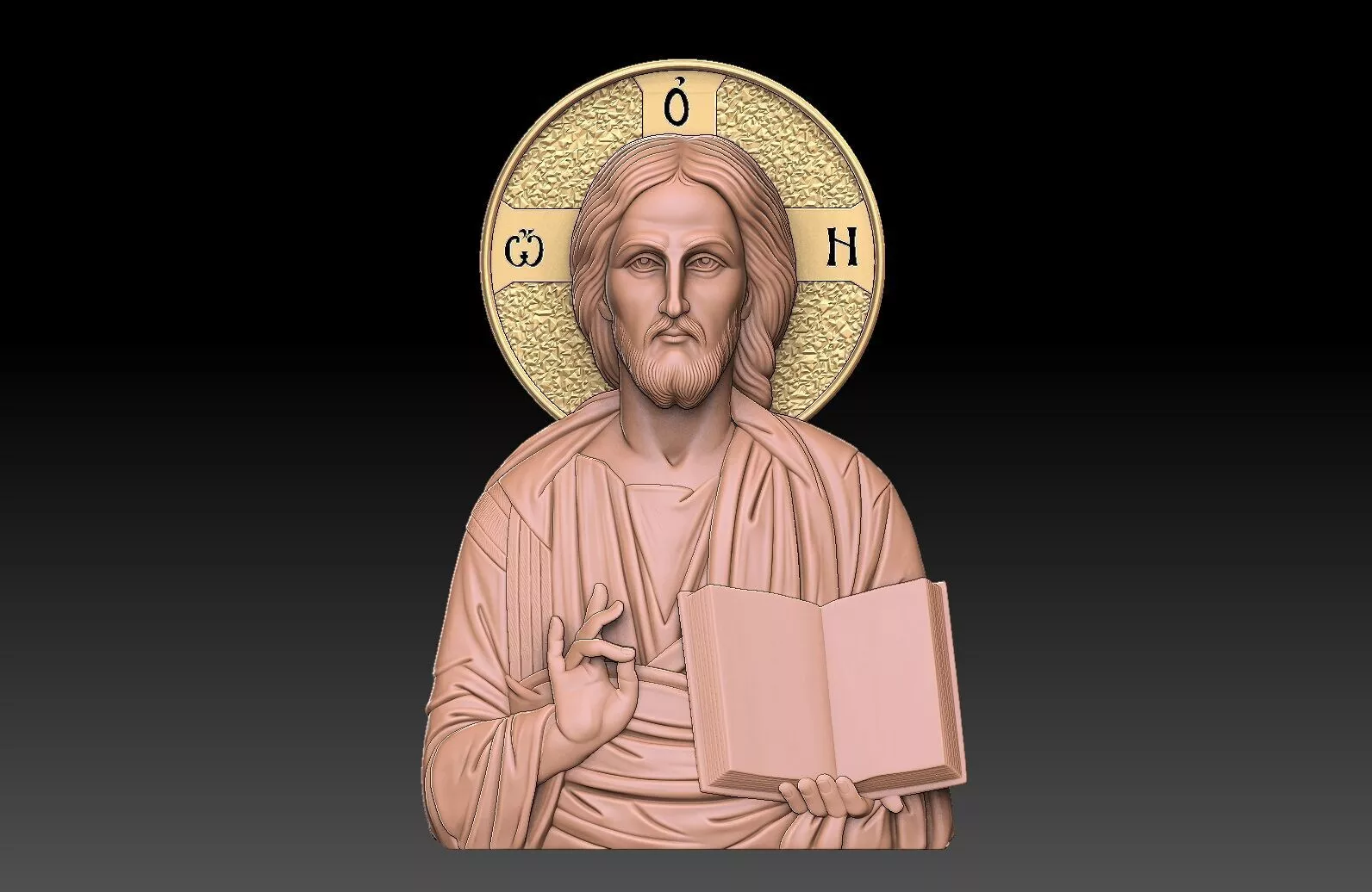 Jesus Christ Pantocrator Orthodox Relief 3D print model