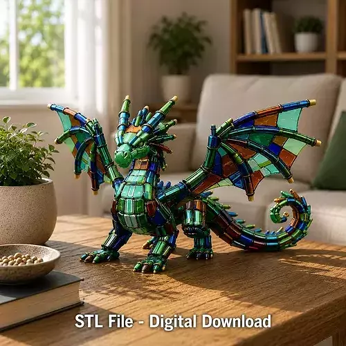 Stained Glass Dragon STL File for 3D Print