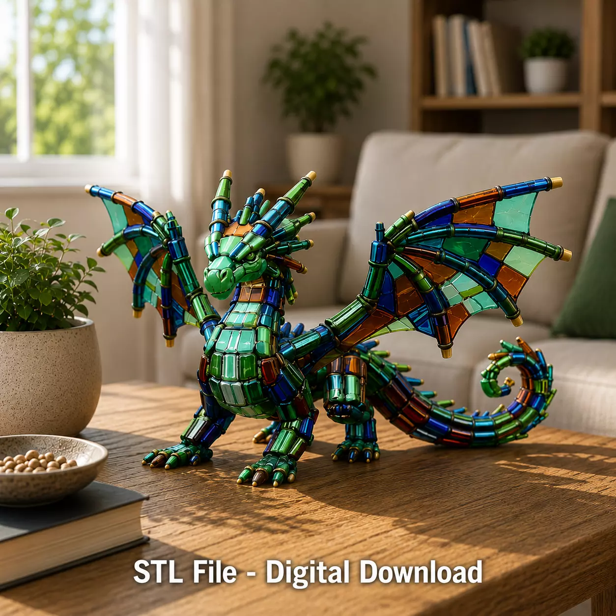 Stained Glass Dragon STL File for 3D Print 3D print model