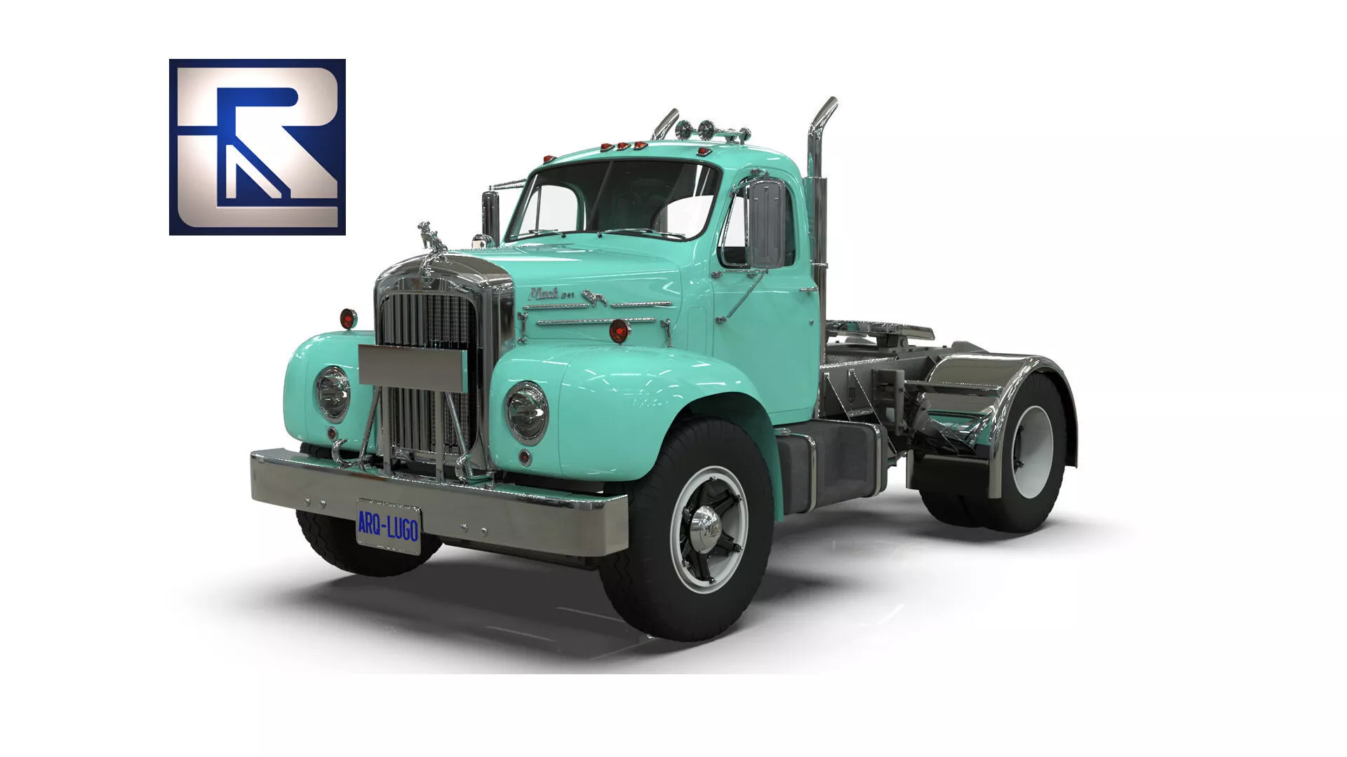Classic Daycab single axle semitruck 1958 3D model
