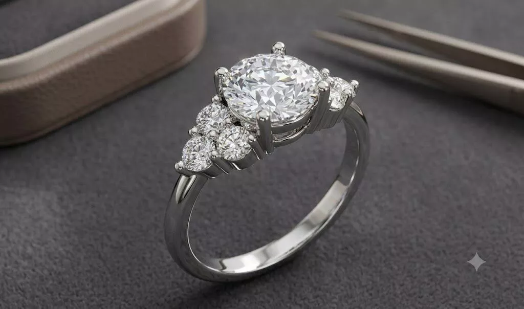 Elegant Seven Stones Engagement Ring Minimalist Design CAD 3D print model