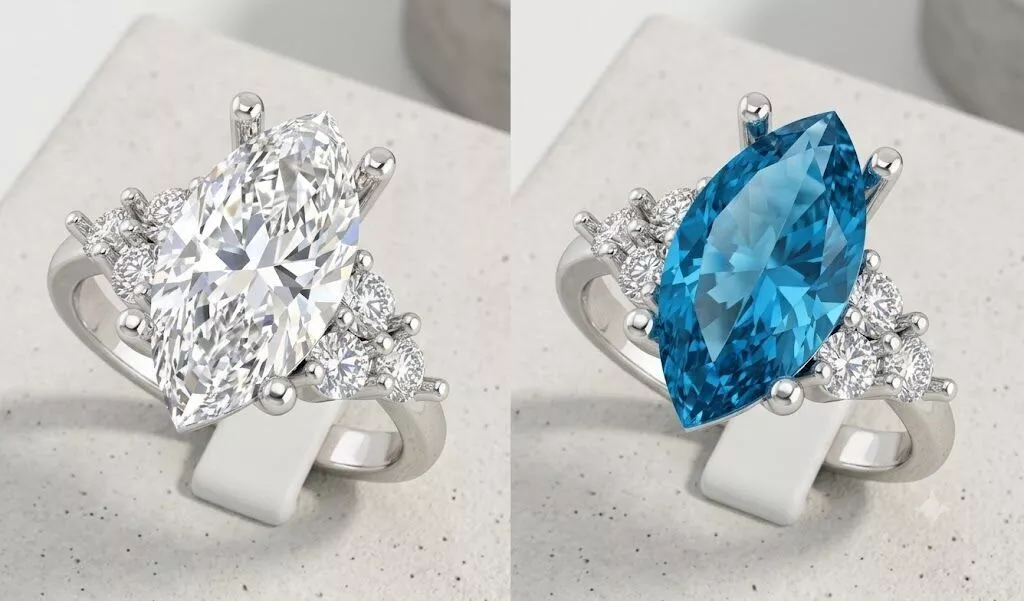 Elegant Marquise Cut Engagement Ring CAD 3D print model