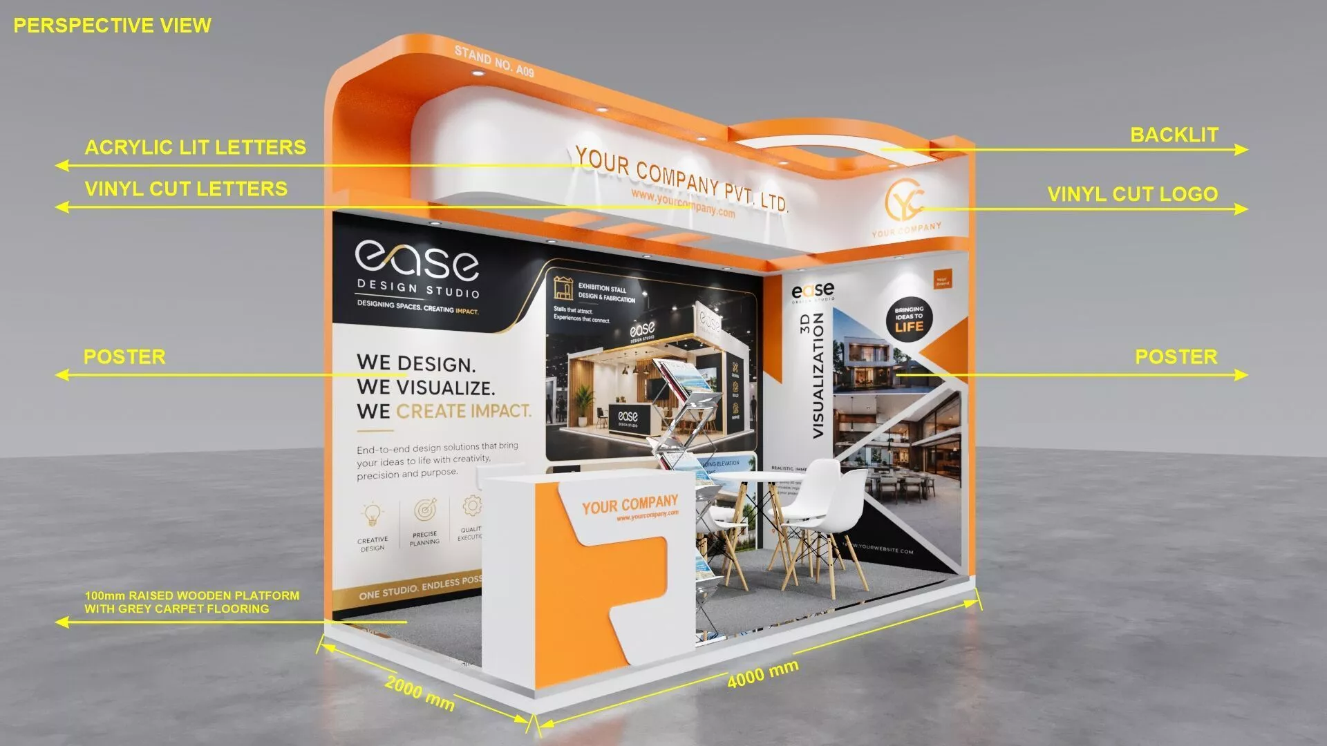 4m x 2m Modern Exhibition Booth Design 3D model