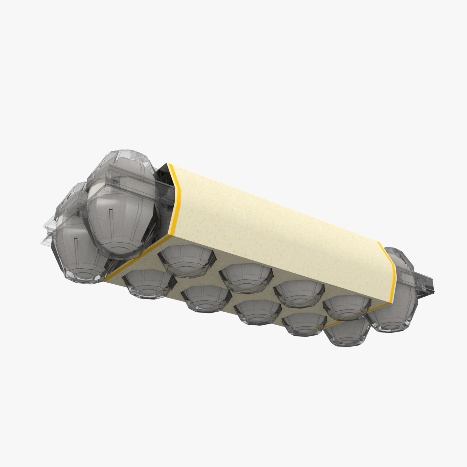 Clear Plastic Dozen Egg Packaging  3D model_3