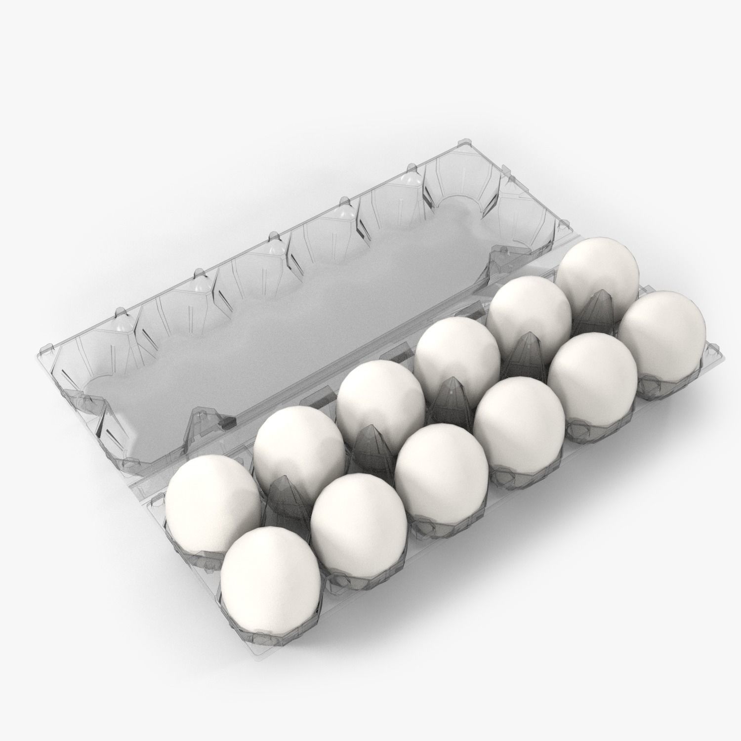 Clear Plastic Dozen Egg Packaging  3D model_7