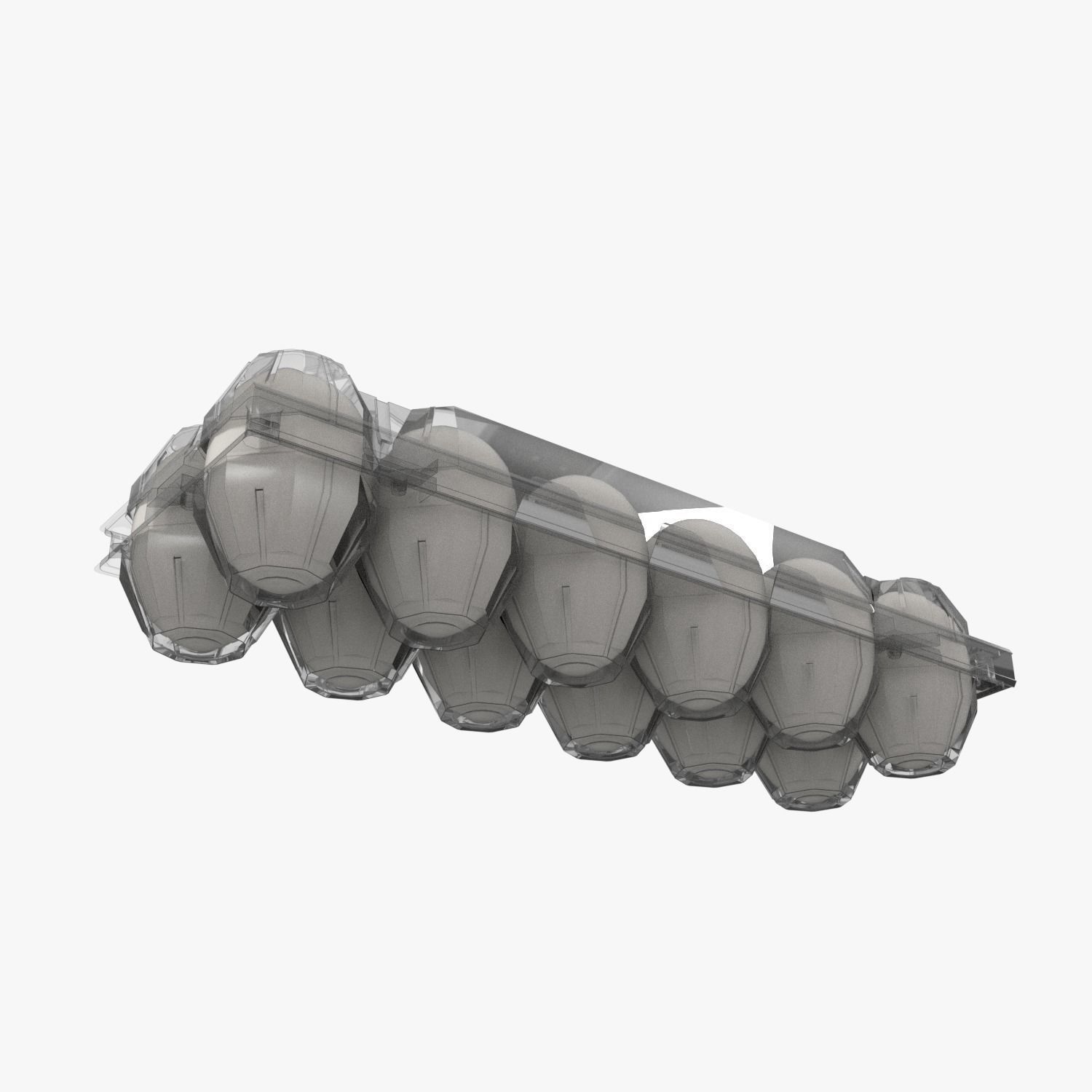 Clear Plastic Dozen Egg Packaging  3D model_6