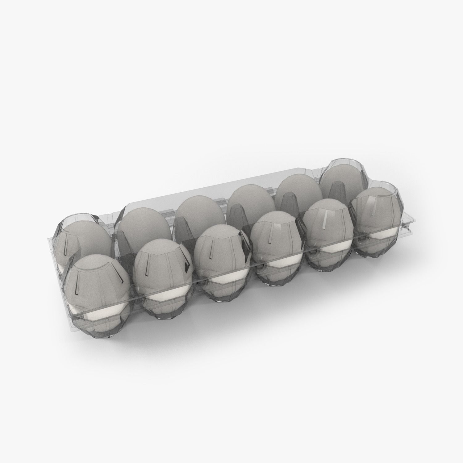 Clear Plastic Dozen Egg Packaging  3D model_4