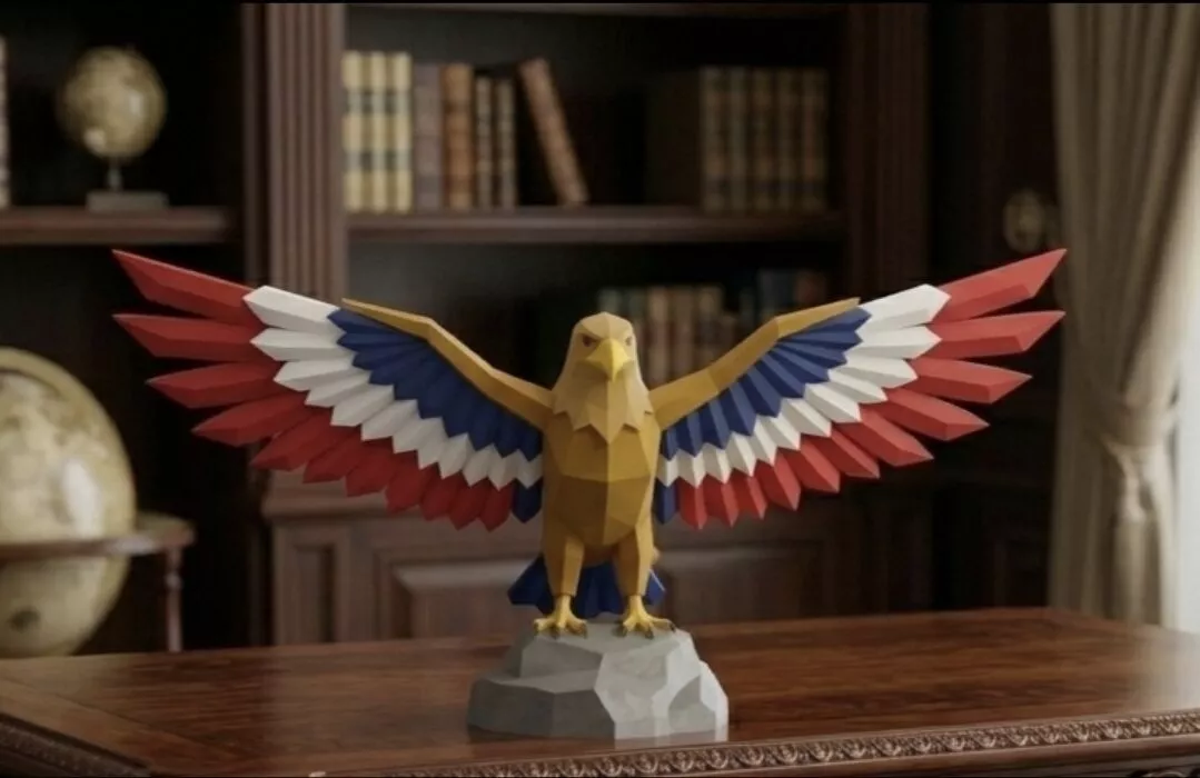 Patriotic Low Poly Bald Eaglel 4th of July Independence Day 3D print model