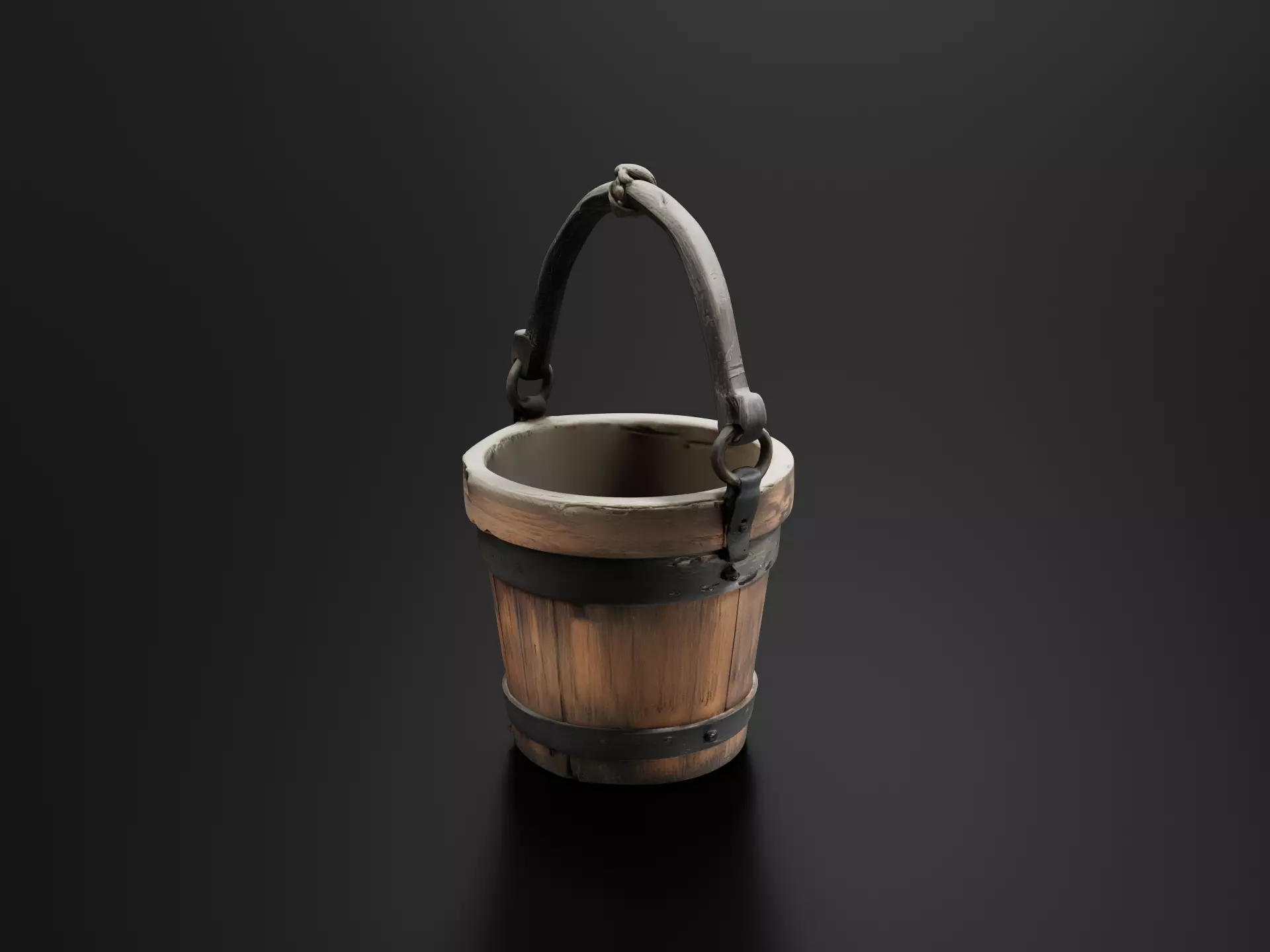 rustic antique wooden bucket 3D print model