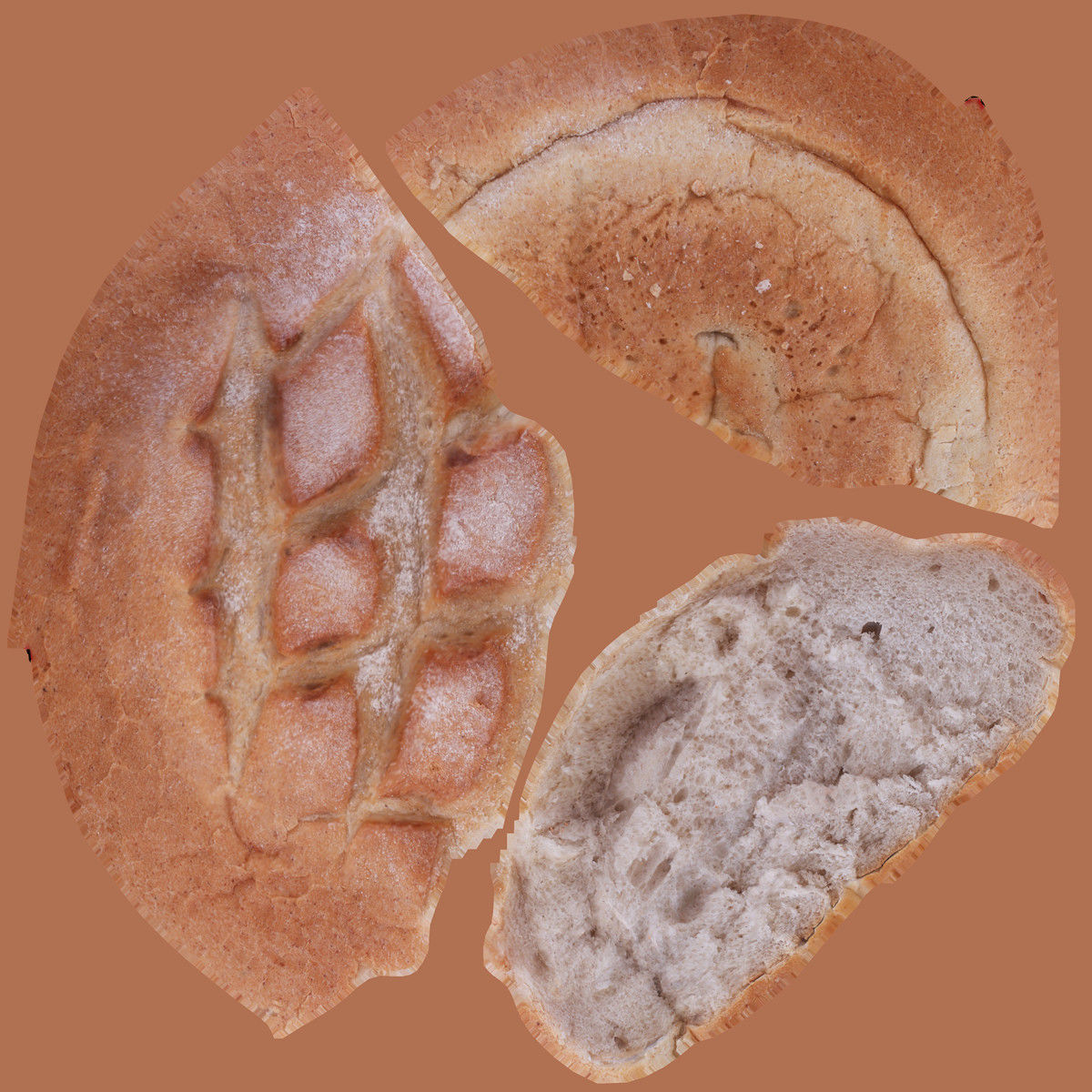 White Bread Cut Low-poly 3D model_10