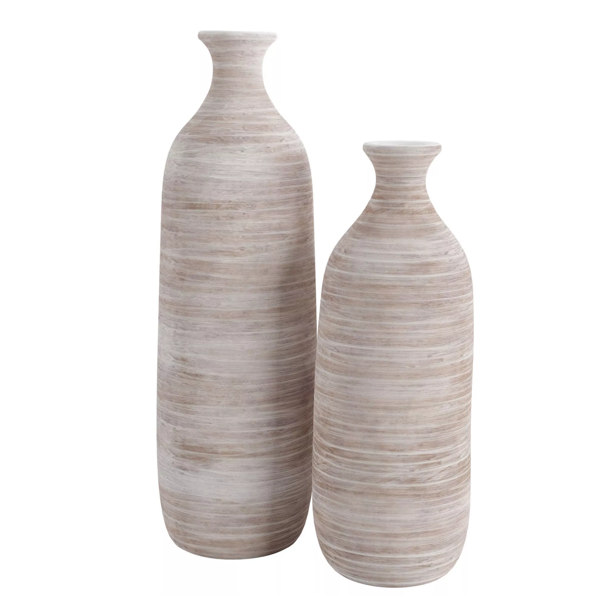 Natural Stoneware Ribbed Ceramic Bottle Flower Vase 3D model