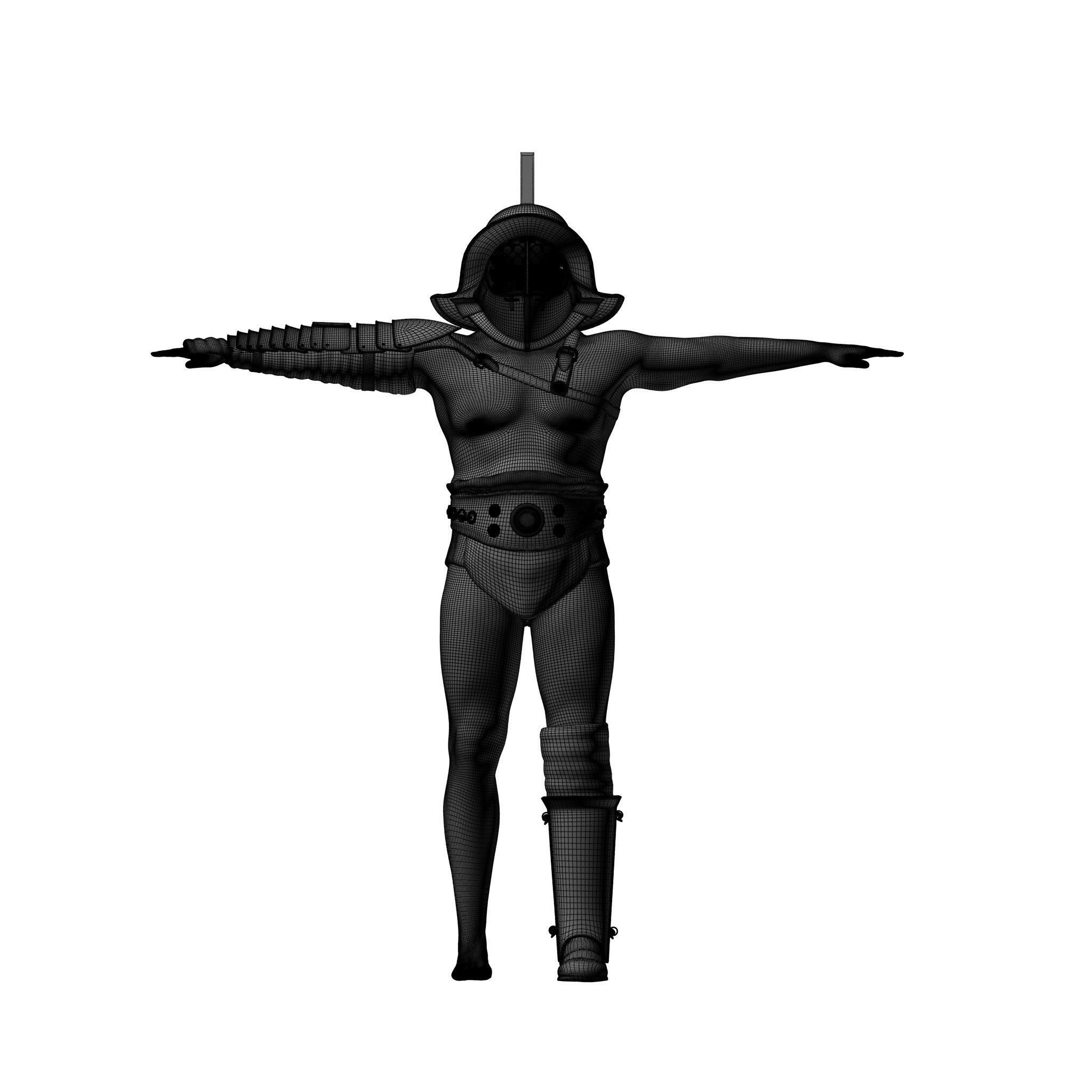 Roman Gladiator Low-poly 3D model_1