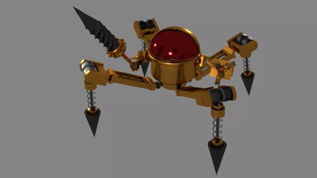 Robot golden with eyes Free 3D model