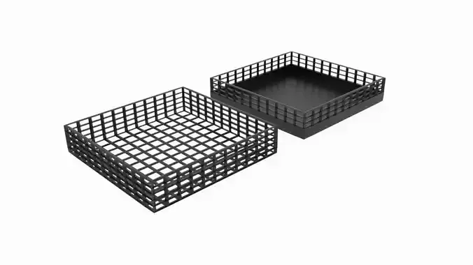 Square Low Wireframe Bin Low-poly 3D model