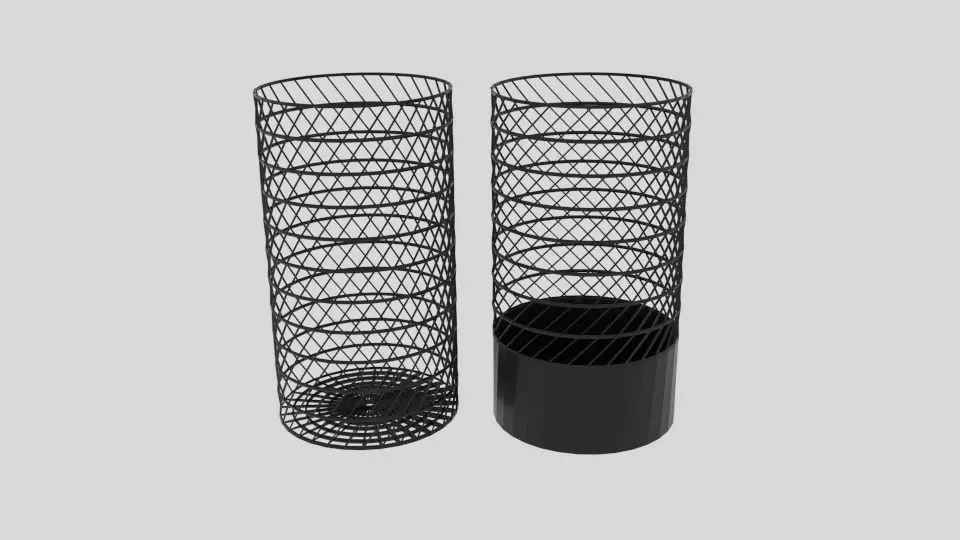 Twist Wire Cylinder Bin Low-poly 3D model_0