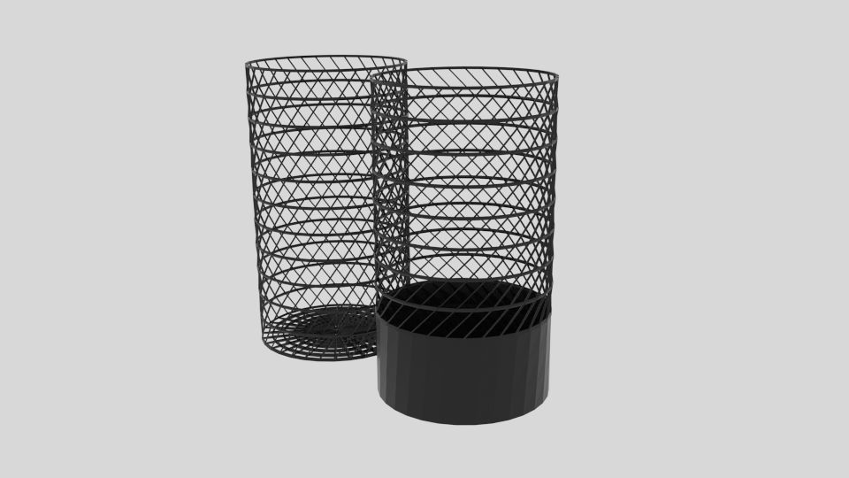 Twist Wire Cylinder Bin Low-poly 3D model_3