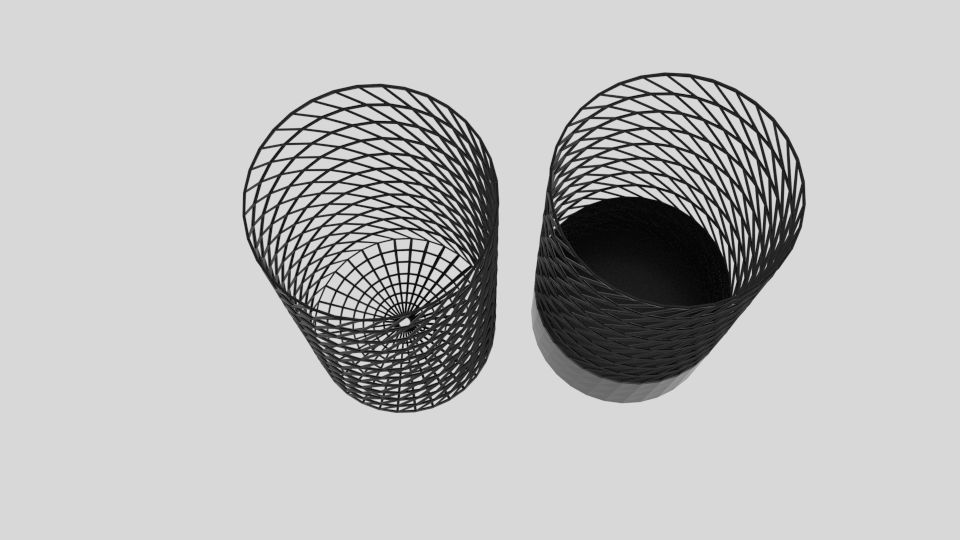 Twist Wire Cylinder Bin Low-poly 3D model_1