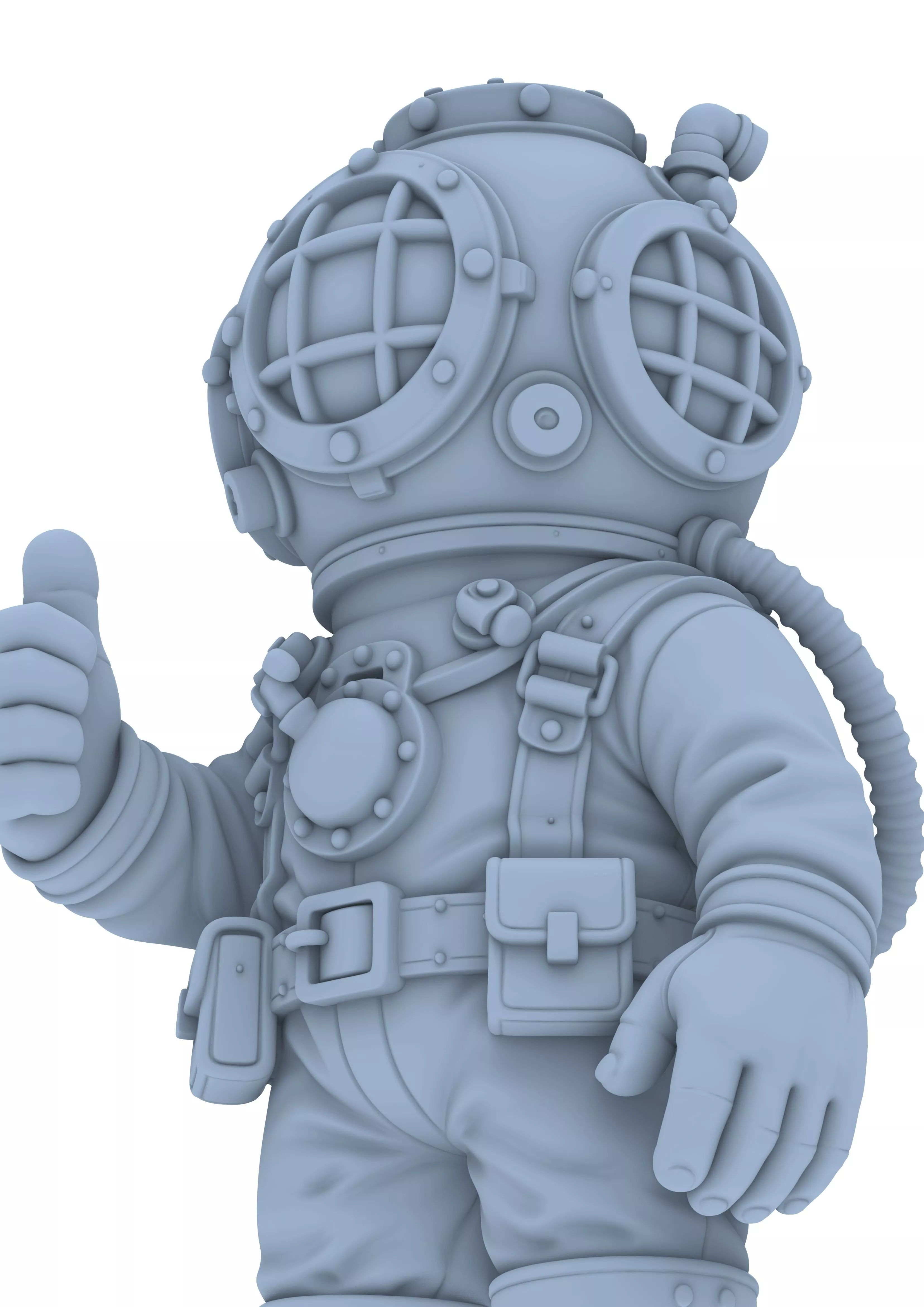 stylisierter tiefseetaucher 3d modell vintage diver figure 3D print model