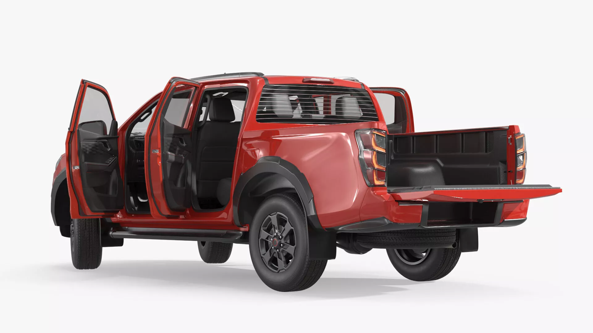 4x4 Utility Truck LHD Red Rigged 3D model