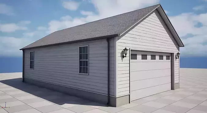 Residential House Garage PBR Low Poly Low-poly 3D model 3