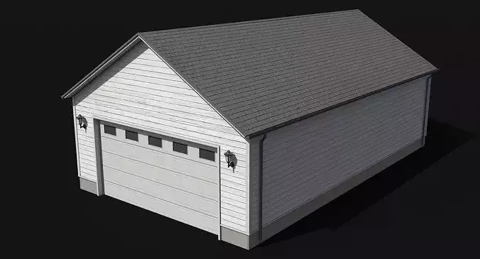 Residential House Garage PBR Low Poly Low-poly 3D model 4
