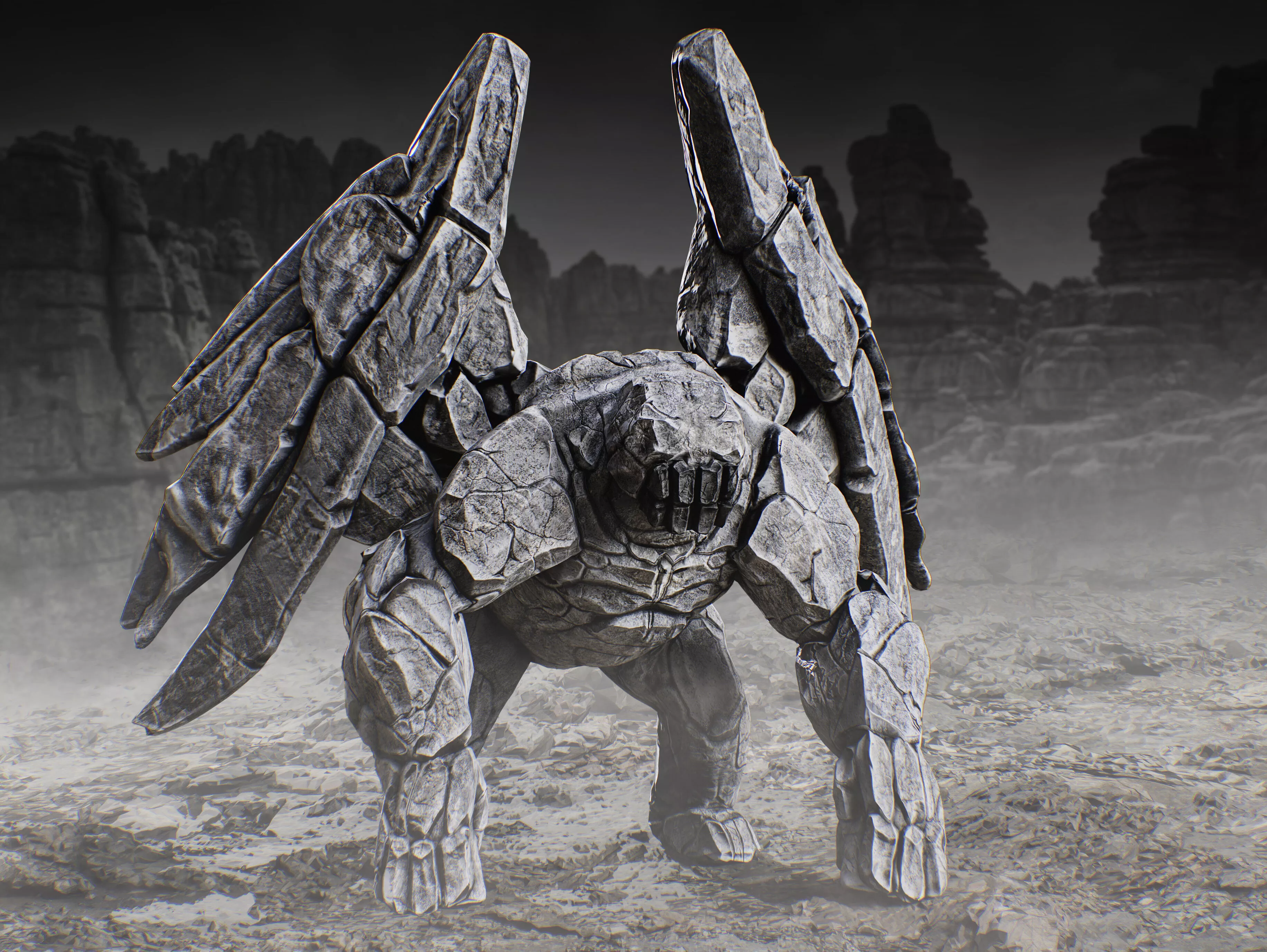 Tombkeeper Grotesque Rock Monster Low-poly 3D model