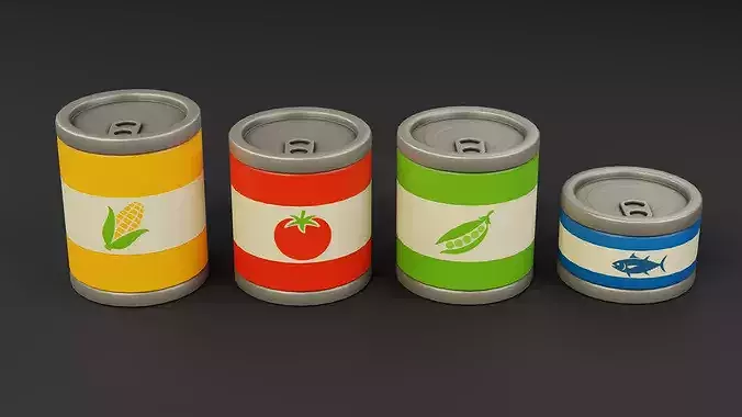 Canned Food Set Low-poly 3D model 2