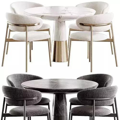 Vex Marble Table and OLEANDRO Chair Calligaris Low-poly 3D model