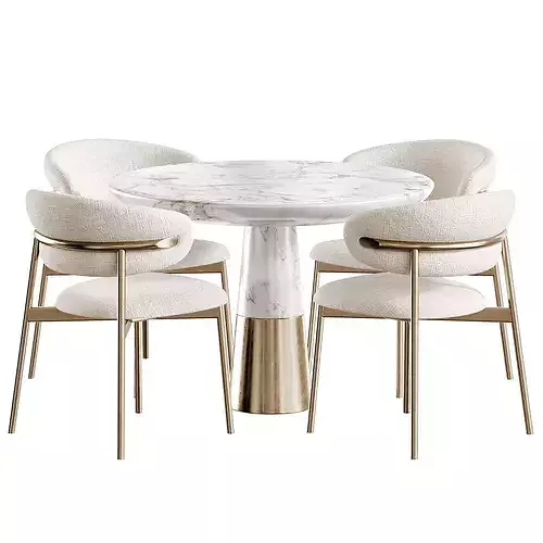Vex Marble Table and OLEANDRO Chair Calligaris Low-poly 3D model 4