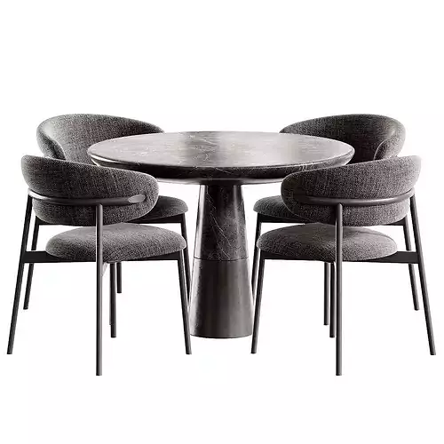 Vex Marble Table and OLEANDRO Chair Calligaris Low-poly 3D model 5
