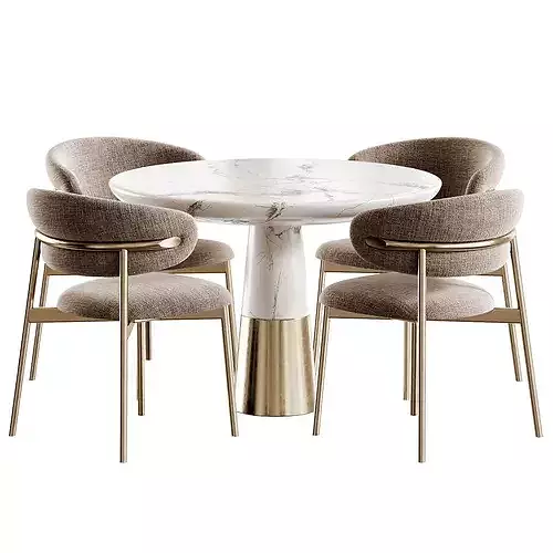 Vex Marble Table and OLEANDRO Chair Calligaris Low-poly 3D model 3