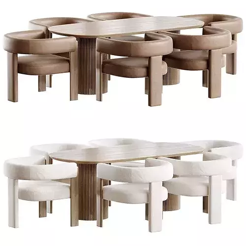 William Chair Retehome and Adele Opex Table Low-poly 3D model 3