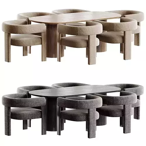 William Chair Retehome and Adele Opex Table Low-poly 3D model 2