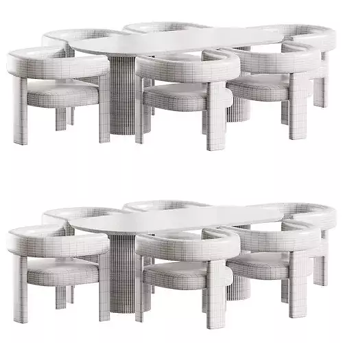 William Chair Retehome and Adele Opex Table Low-poly 3D model 7