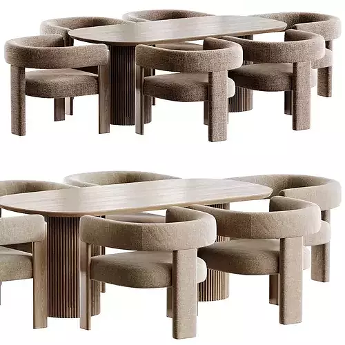 William Chair Retehome and Adele Opex Table Low-poly 3D model 4