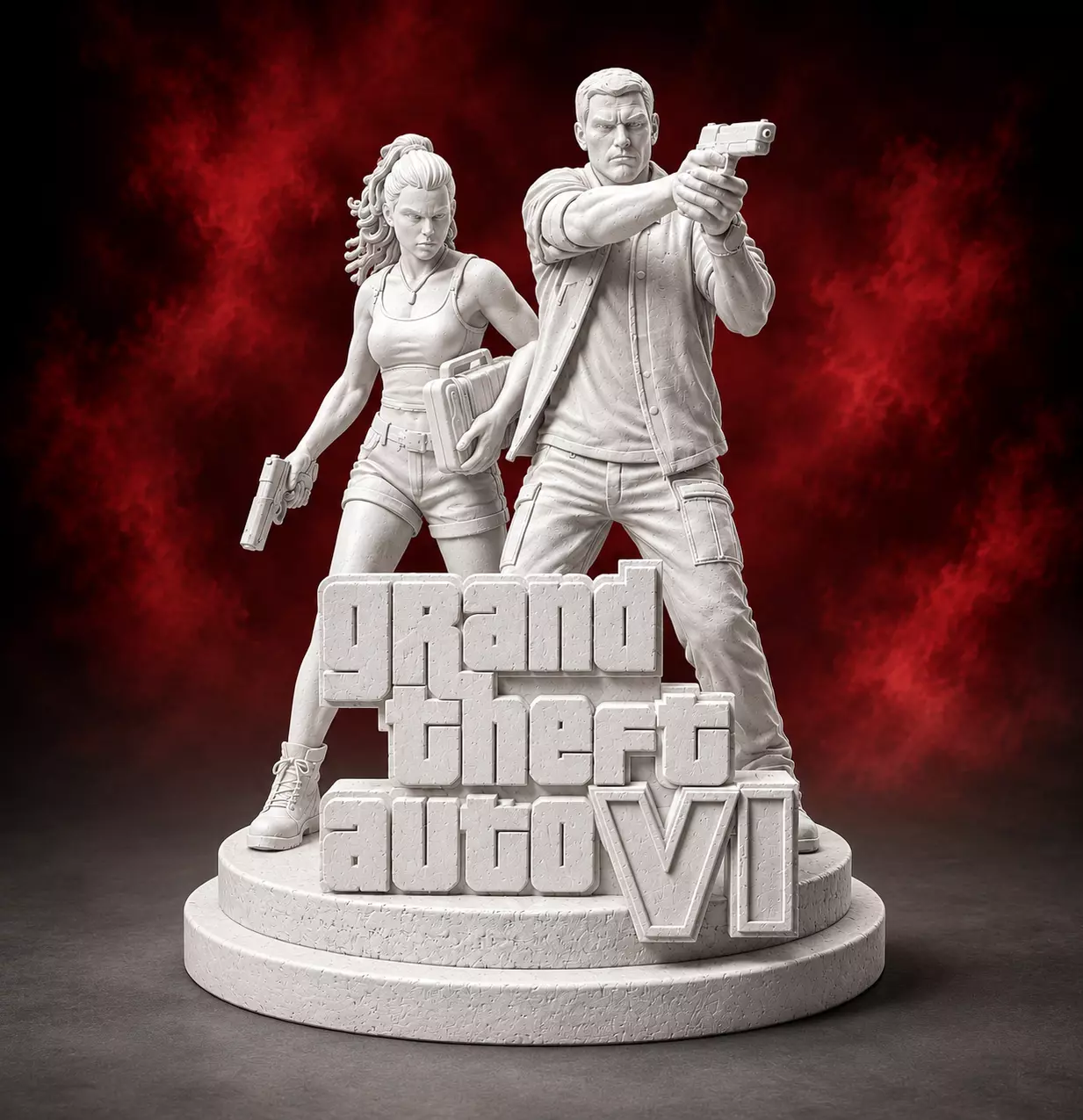 Statua Action Duo - STL - Modello 3D da Stampare 3D print model