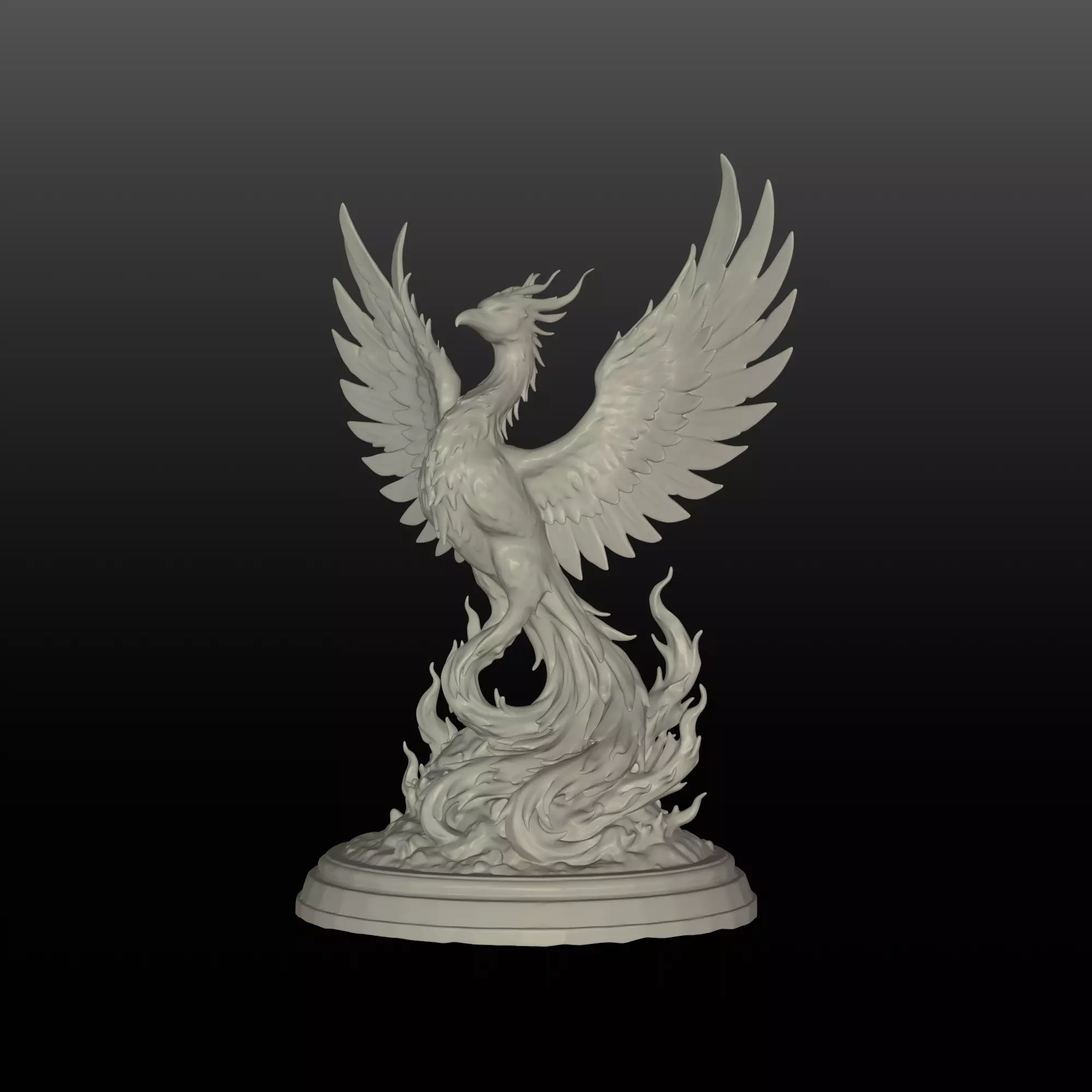 Majestic Phoenix Rising from Flames Mythological Bird 3D print model