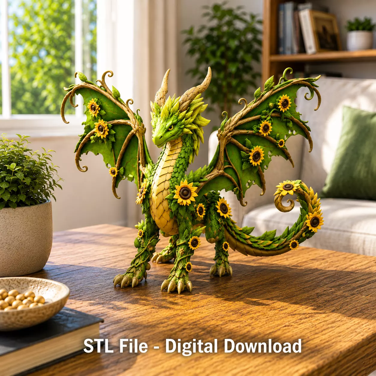 Sunflower Meadow Dragon STL File for 3D Print 3D print model
