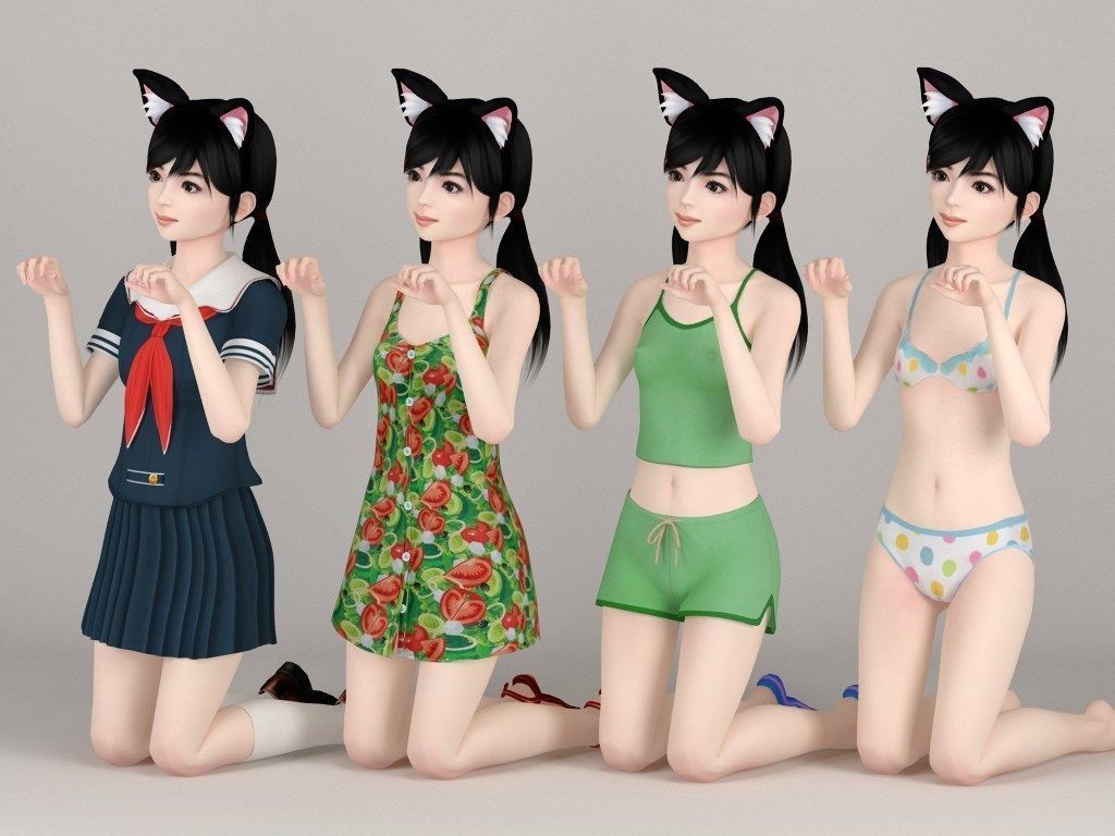 Manami various outfit pose 03 3D model_4