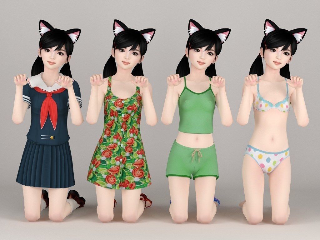 Manami various outfit pose 03 3D model_3