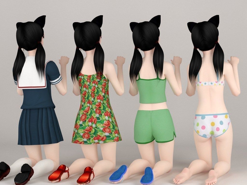 Manami various outfit pose 03 3D model_6