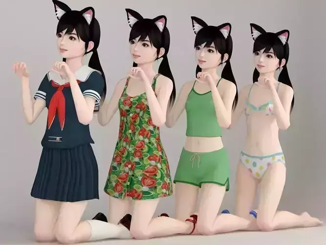 Manami various outfit pose 03 3D model