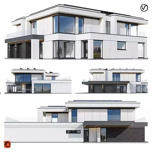 Modern house V169 with BLENDER file 3D model