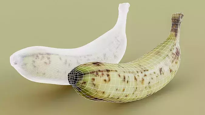 Realistic Banana 3D Scan 1 Mesh with 6 Ripeness Textures Low-poly 3D model 2