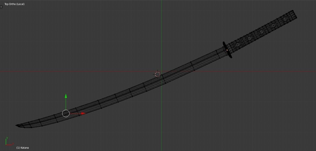 Black Hilt Katana Low-poly 3D model_7
