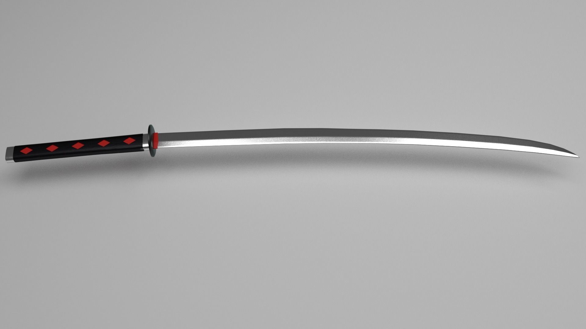 Black Hilt Katana Low-poly 3D model_3