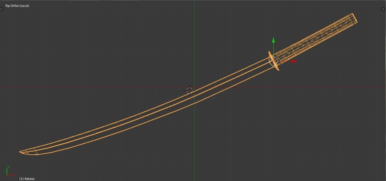 Black Hilt Katana Low-poly 3D model_6